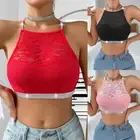 Women's Lace Bralette Cami Tank Silve Glitter Bra Camisoles Crop Top AU