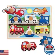 Melissa and Doug Vehicles Jumbo Knob Wooden Puzzle (8 pcs)
