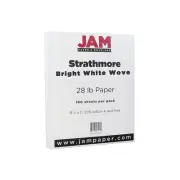 JAM Paper Strathmore 28lb Paper 8.5 x 11 Bright White Wove 100 Sheets/Pack