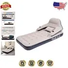 Plush Twin Size Inflatable Air Mattress with Headboard & Adjustable Pillows