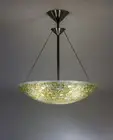 Modern Art Glass Chandelier, Gold Confetti, Handmade Contemporary Bowl Light