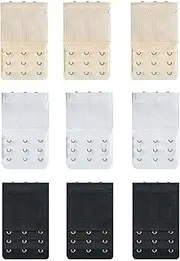 [QGH] Bra Extenders 3 Hooks for Women: 9 Pieces Elastic Bra Strap Extender with 3 Rows for Daily Wear - Soft Comfortable Extensions Ideal for Plus Size (Black，White, Skin Colors), Beige, One Size