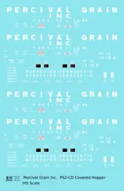 K4 HO Scale Decals Percival Grain, Inc. PS-2CD Covered Hopper White Iowa