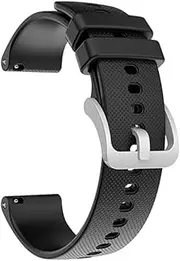 22mm Unisex Silicone Replacement Watch Strap with Quick Release Spring Bars Silver Buckle Compatible with Garmin Watch, Black YAOJIU