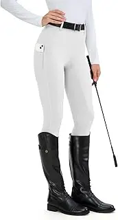 [HMILES] Women's Riding Leggings Silicone Full Seat High Waist Elastic Riding Trousers Women with Mobile Phone Bag Belt Loops