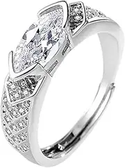 GUOGAOzz Magnetic Lymphatic Titanium Ion Moissanite Diamond Ring, Adjustable Size, Moissanite Magnetology Lymphvity Ring (1PCS-Silver, 4.8MM)