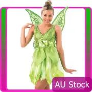 Ladies Tinker Bell Costume Deluxe Fairy Green Tinkerbell Peter Pan Fancy Dress
