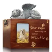 Solid Wood Pet Urn for Dog Ashes Box with Picture Black Funeral Cremation Box...