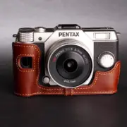 Genuine Real Leather Half Camera Case Bag Cover Handmade For Pentax Q10 /Q7