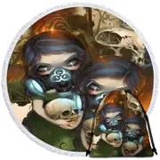 Hazardous Beauties Post Apocalyptic Art Girls Round Beach Towel