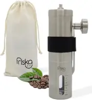 FRISKA Manual Burr Coffee Grinder - Hand Coffee Grinder - Durable Portable Stain