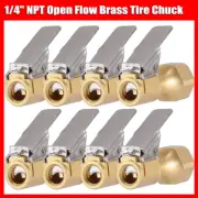8Pcs Tire Inflatable Straight Brass Open Flow Air Chuck Lock-On Clip 1/4" NPT US