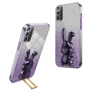 For Samsung Galaxy Note20 5G/Note20 Case Glitter Powder Rabbit Decor Phone Cover with Hidden Kicksta