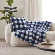 Dreamaker Gingham Plush Throw Blanket Midnight Blue - 130x170cm