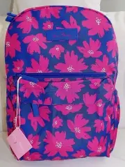 VERA BRADLEY Lighten Up Just Right Backpack - Art Poppies Pink & Navy Blue - NWT