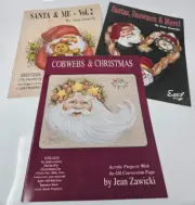 Lot of 3 Santa Snowmen Christmas Holiday Decorative Painting Books Jean Zawicki
