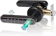 Smart Fingerprint Door Lock with Handle, 4-in-1 Interior Keyless Entry Door Locks, Voice Anti-Peep Password Electronic Door Knob with Hidden Keypad for Home