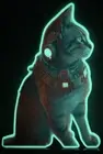 Cyber Cat GLOW IN THE DARK Vinyl Sticker Kitten Sci-Fi Cyberpunk Laptop Futurism