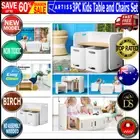 3PC Kids Table and Chairs Set Toys Play Desk Children Shelf Storage White Artiss