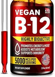 KTD BIOLABS Vitamin B12 5000 mcg - Sublingual B12 Vitamins Vegan B 12 Drops - Vitamin B-12 Methylcobalamin - B12 Supplement Liquid Vitamins for Energy, Mood, Metabolism, Immune Support