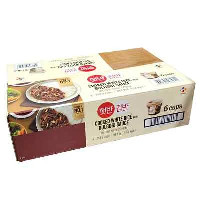 Instant Korean Cooked White Rice with Pork Bulgogi Sauce 6 x 258g Cup Meal Kit