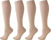 QiFon Compression Socks for Men and Women, 2/4/6 Pairs 20-25mmHg Knee Socks for Sports, Athletics, Edema, Diabetics, Varicose Veins, Travel, Pregnancy, Breastfeeding, 2 pairs, sk, Large