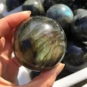 [ALKOY] Natural Crystal Raw Natural Quartz Gemstone Crafts Natural Stone and Mineral Labradorite Sphere Crystal Gemstone Ball Lucky Decoration Hogar Moderno (Size : 40-50mm)