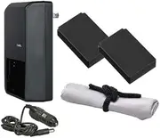 Canon EOS Rebel SL1 High Capacity 'Intelligent' Batteries (2 Units) + AC/DC Travel Charger + Nwv Direct Microfiber Cleaning Cloth.