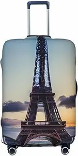 [CADREWY] Eiffel Tower Print Travel Suitcase Cover Luggage Protector with Elastic Anti Scratch for Carry On, Black, Large