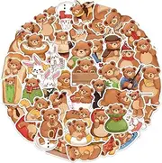 Kawaii Cartoon Bear Stickers 50PCS Laptop Stickers for Kids and Teens Vinyl Waterproof Sticker Pack for Skateboard Bike Water Bottles Hydro Flask Phone Suitcase