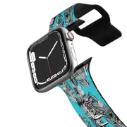 Apple Watch Series 1-3 (42mm) Impact Band geo feathers turquoise blue apple watch band