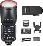 Godox V100F V100-F Round Head Camera Flash Speedlite for Fujifilm Cameras TTL HSS 1/8000s 2.4G 100Ws with Toch Screen (V100 F)