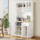 Kitchen Pantry Cupboard Sideboard Cabinet Buffet Table Glass Storage Hutch Bar
