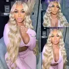 28inch 613 Lace Front Wig Human Hair 200% Density Blonde Lace Front Wigs Huma...