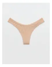 [Aerie] Superchill Modal Rib Thong Underwear in Beige