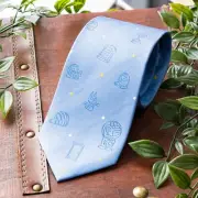 Doraemon Necktie Secret Gadget Light Blue Silk 100% Japan Original