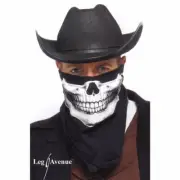 Cowboy Bandit Skull Bandana Face Mask Leg Avenue Pirate Death Rider Skeleton