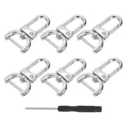 6Pcs Swivel Clasps, 0.79" D Ring Detachable Snap Hook with Screwdriver, Silver