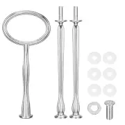 1 Set Cake Tray Stand Handle Plate Hardware Fitting, 3-Tiers Oval Silver