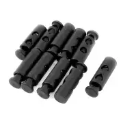 Spring Loaded 5.5mm Dia Double Hole Cord Locks Stoppers Toggle End Black 10Pcs