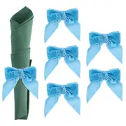 6 Pcs Napkin Rings Bow Velvet Napkin Holder Ring Dining Table Decor Blue
