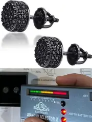 Black Moissanite 925 Silver Hip Hop Earrings Small Round Studs Pass Tester