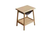 MIUZ Oakwood Small Side End Table for Living Room Bedroom Decor with Magazine Holder