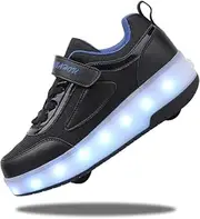 Yogeeft Kids Shoes with Double Wheels - Upgraded Kids Roller Shoes for Gifts, Retractable Wheels Skateboarding Shoes for Kids Sneakers Light Up Rechargeable for Birthday Party Gift