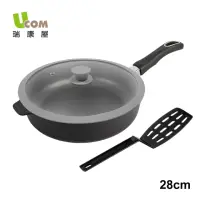 在飛比找momo購物網優惠-【瑞康屋UCOM】丹麥黑魔法不沾鍋-晶鑽電磁爐高效能平底鍋2