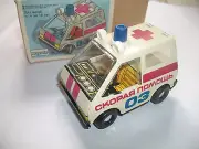 Vintage Russian Tin Toy Truck Car Ambulance Raduga With Box