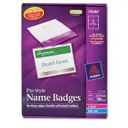 Avery Badge Holder Kit w/Laser/Inkjet Insert Top Load 3 x 4 White 100/Box 74540