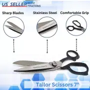 7" Black Tailor Scissors Heavy Duty Stainless Fabric Plated Leather Craft Sewing
