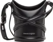 NWT Alexander McQueenCurve Mini Calfskin Crossbody Bucket Bag, Black