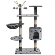 Cat Tree with Sisal Scratching Posts 125 cm Paw Prints Grey vidaXL